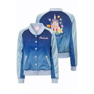 Disney Princess Cinderella Bomber Jacket Unique Vintage Blue XL 14